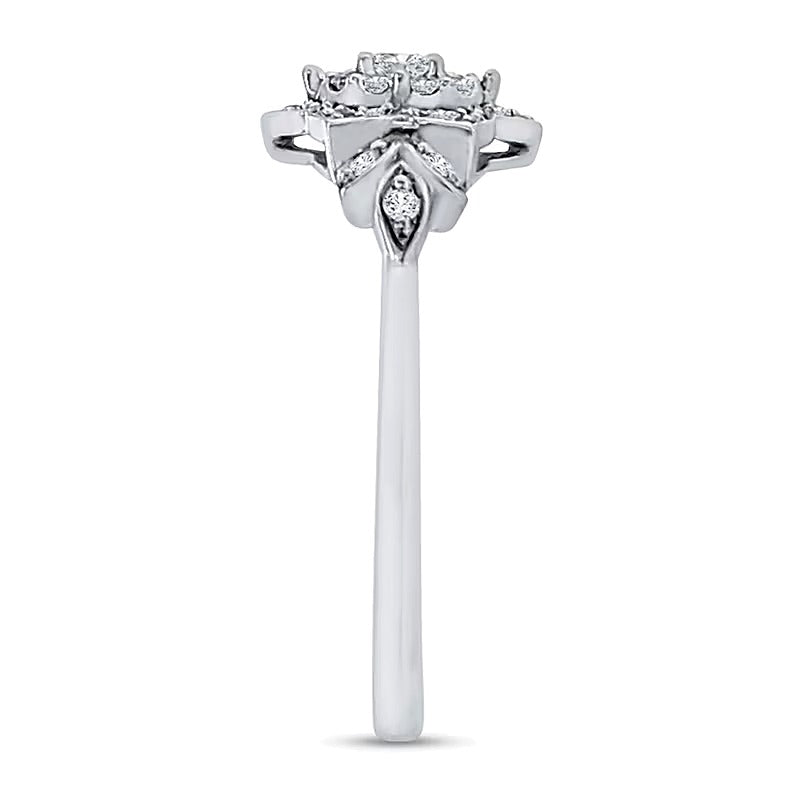 0,25 ct. Gesamtgewicht Diamant Lotusblüten-Ring in 10K Weißgold