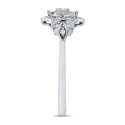 0,25 ct. Gesamtgewicht Diamant Lotusblüten-Ring in 10K Weißgold