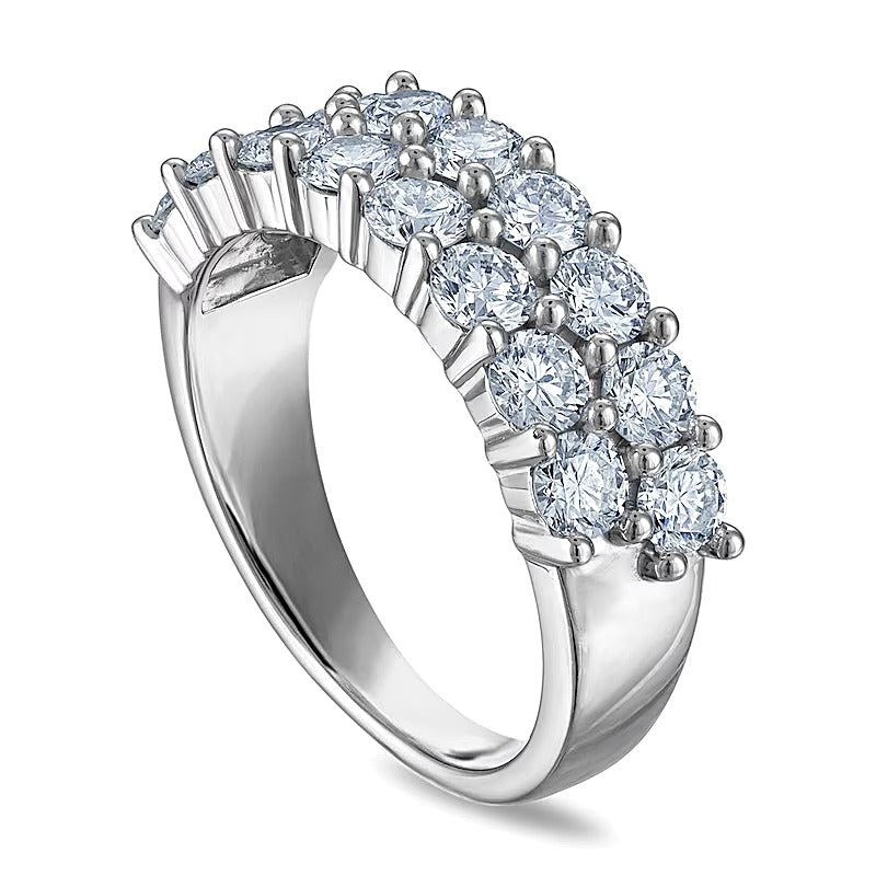 2.0 ct. Gesamtgewicht Memoire-Ring mit Labordiamanten in Doppelreihe aus 10K Weißgold (F/VS2)