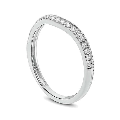 0,2 ct. Gesamtgewicht Diamant Ehering im Vintage-Stil, konturiert, in 10K Weißgold