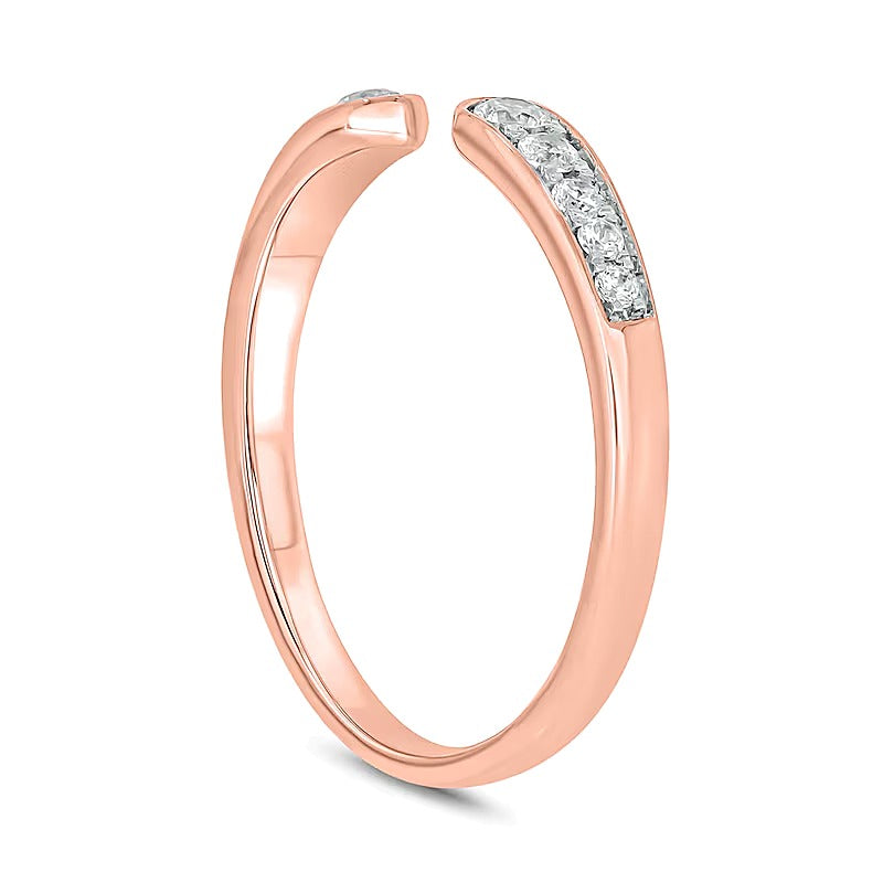 0.2 ct. Gesamtgewicht Diamant Ring mit offener Schiene und abgestuftem Besatz stapelbar in 10K Roségold