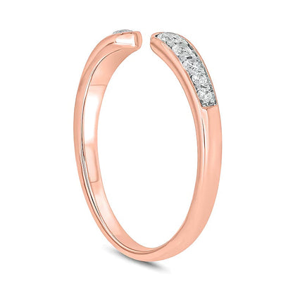 0.2 ct. Gesamtgewicht Diamant Ring mit offener Schiene und abgestuftem Besatz stapelbar in 10K Roségold