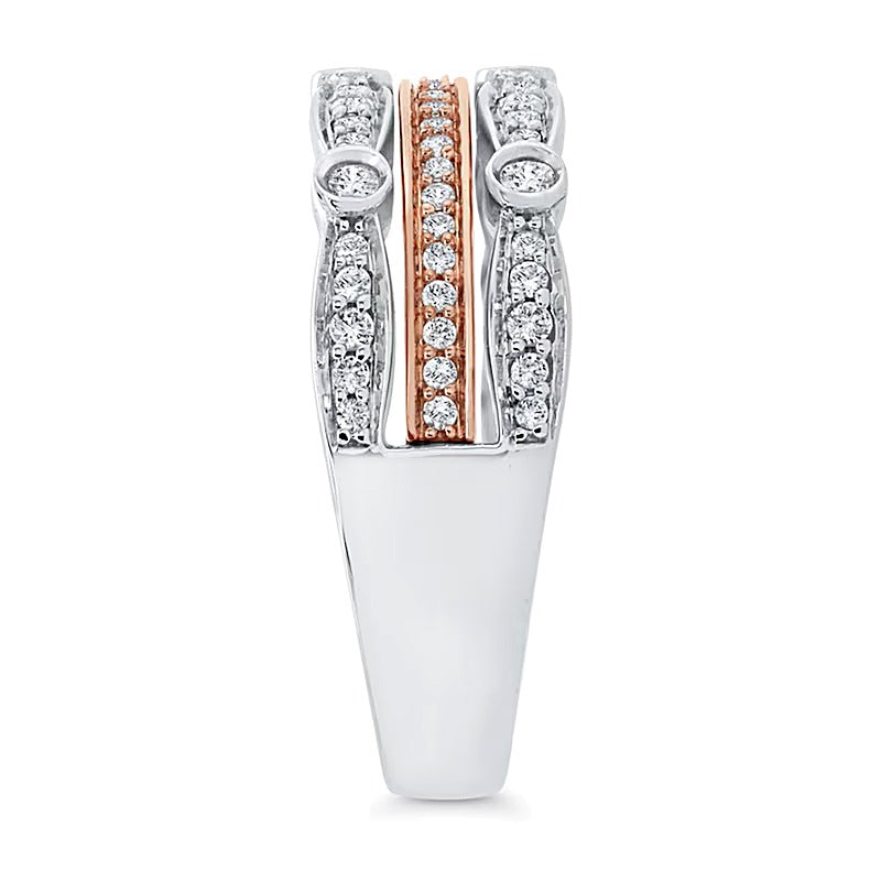 0.38 ct. Gesamtgewicht Diamant mehrreihiger Stapelring in 10K Gold zweifarbig