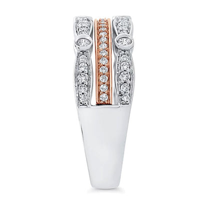 0.38 ct. Gesamtgewicht Diamant mehrreihiger Stapelring in 10K Gold zweifarbig