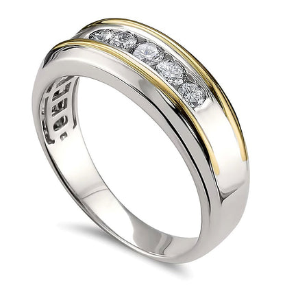 0.5 ct. Gesamtgewicht Diamant Fünfstein-Ring in 14K Two-Tone Gold