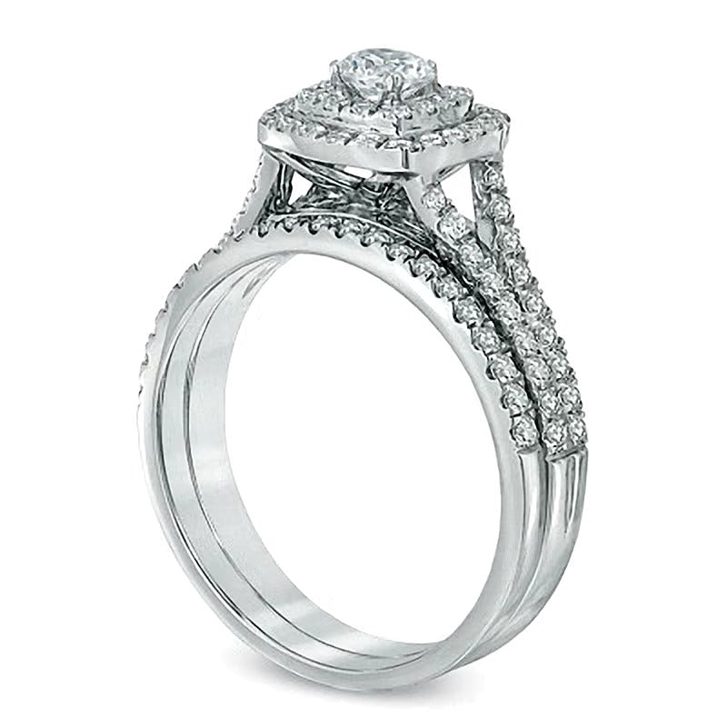 Braut-Set mit Diamanten 1.0 ct. Gesamtgewicht in 14K Weißgold (I/I1)