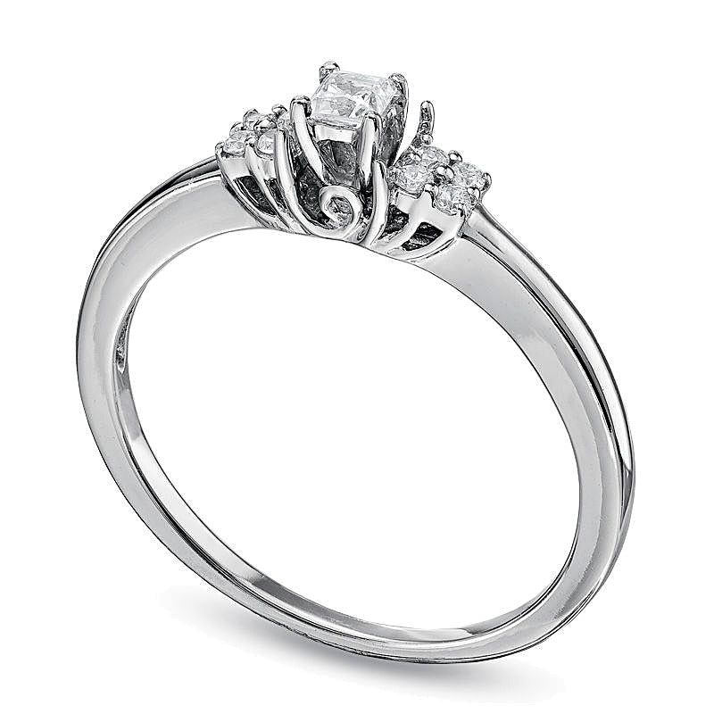 0.13 ct. Gesamtgewicht Freundschaftsring mit Diamanten im Princess-Schliff in 10K Weißgold
