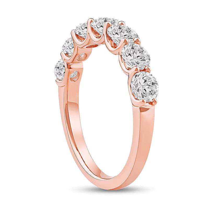 2.0 ct. Gesamtgewicht Labordiamant Memoire-Ring mit sieben Steinen in 14K Roségold (I/SI2)