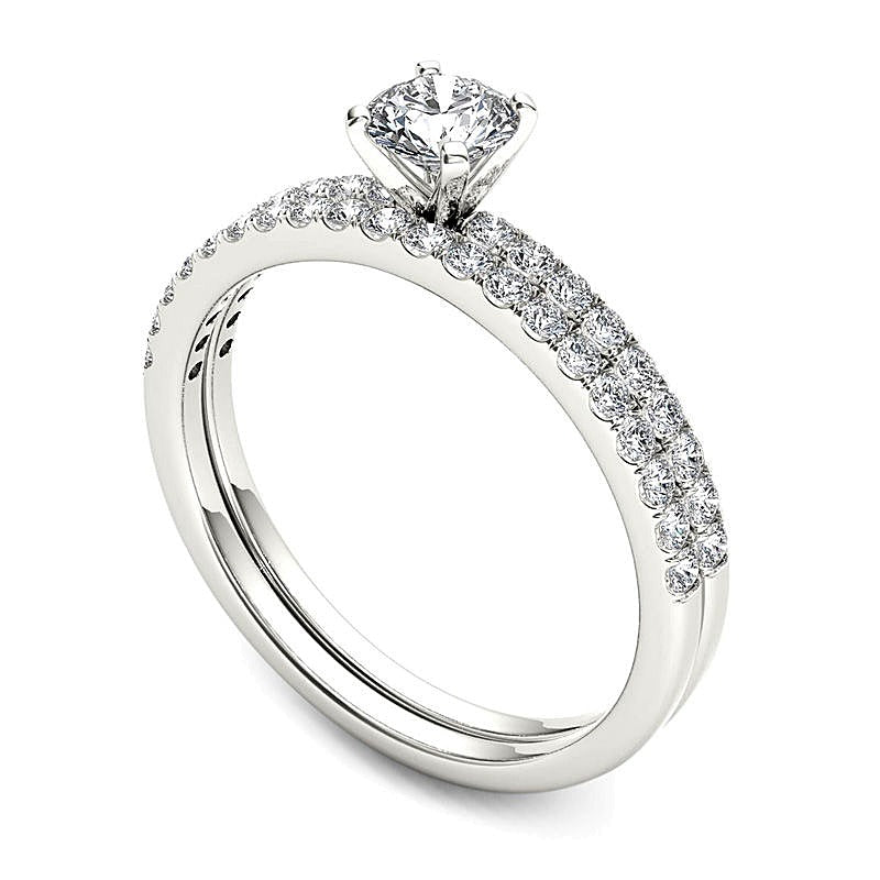 Brautset mit Diamanten 0,75 ct. Gesamtgewicht in 14K Weißgold