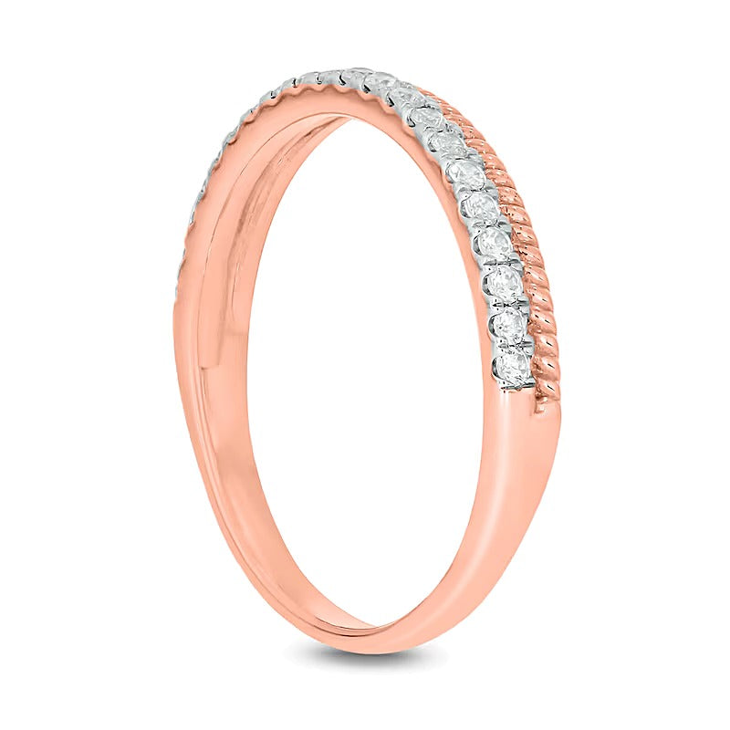 0.2 ct. Gesamtgewicht Diamant Ring mit Kordelrand stapelbar in 10K Roségold