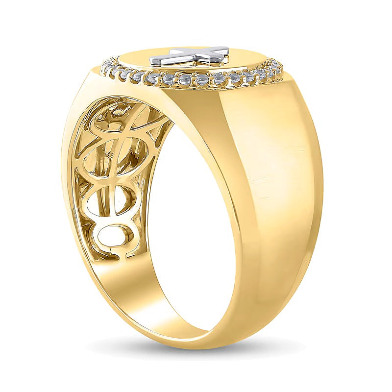 Diamant-Ring mit Kreuz-Rahmen 0.25 ct. Gesamtgewicht in 10K Gold Bicolor