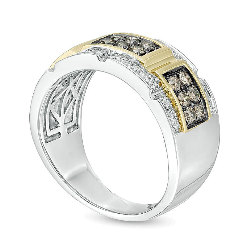 1.0 CT. TW Ring mit Champagner- und weißen Diamanten im Schnallen-Design in 10K Bicolor-Gold