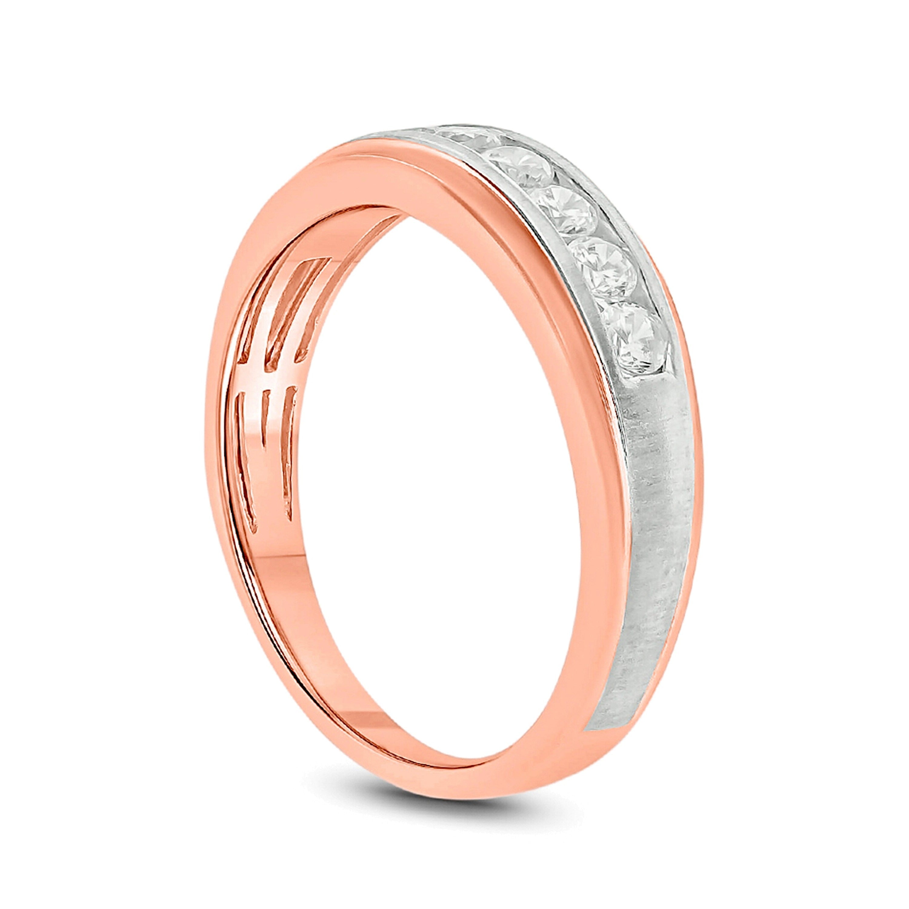 0.25 ct. Gesamtgewicht Diamant Ehering mit Multi-Textur in 10K Bicolor Gold