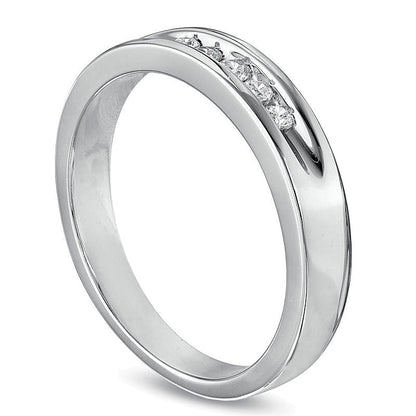 0.17 ct. Gesamtgewicht Diamant Fünfstein-Ehering in 10K Weißgold