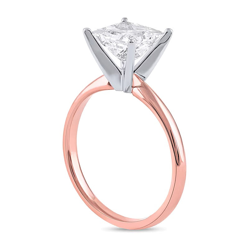 2.0 CT. Princess Labordiamant Solitär Verlobungsring in 14K Roségold (F/VS2)