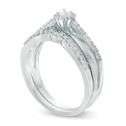 0.25 ct. Gesamtgewicht Diamant-Brautset im Princess-Schliff in 10K Weißgold