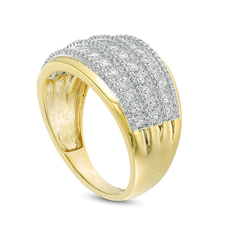 1.0 ct. Gesamtgewicht Diamant Ring mehrreihig abgestuft in 10K Gelbgold