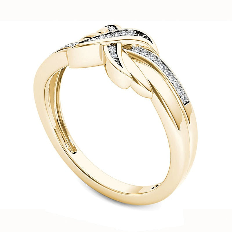 0.07 ct. Gesamtgewicht Diamant "X" Ring in 10K Gelbgold