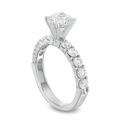 Verlobungsring 2.0 ct. Gesamtgewicht Diamant Solitär mit seitlichem Besatz in 14K Weißgold