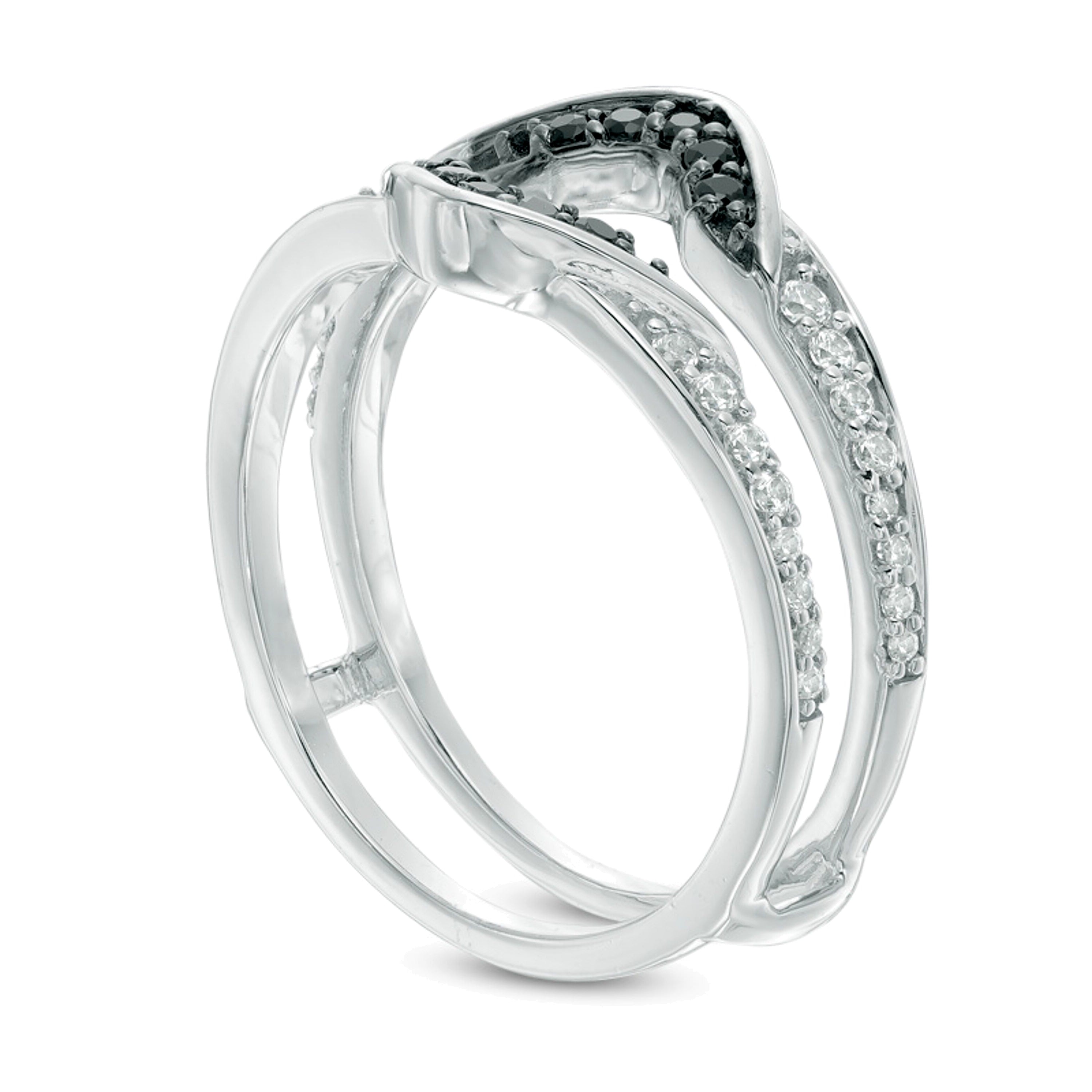 0.25 CT. Gesamtgewicht behandelter schwarzer und weißer Diamant Solitär-Enhancer in 10K Weißgold