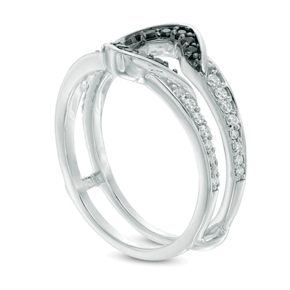 0.25 CT. Gesamtgewicht behandelter schwarzer und weißer Diamant Solitär-Enhancer in 10K Weißgold