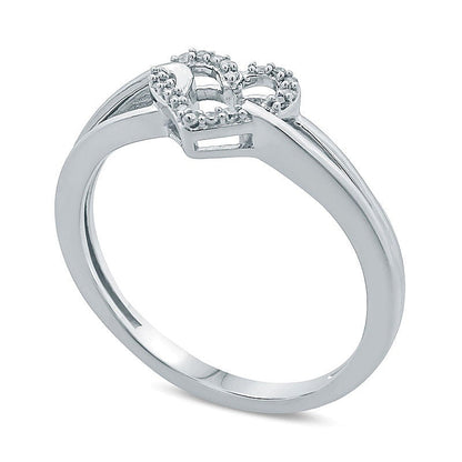Freundschaftsring mit Diamant-Besatz in Herzschlaufen-Design aus 10K Weißgold