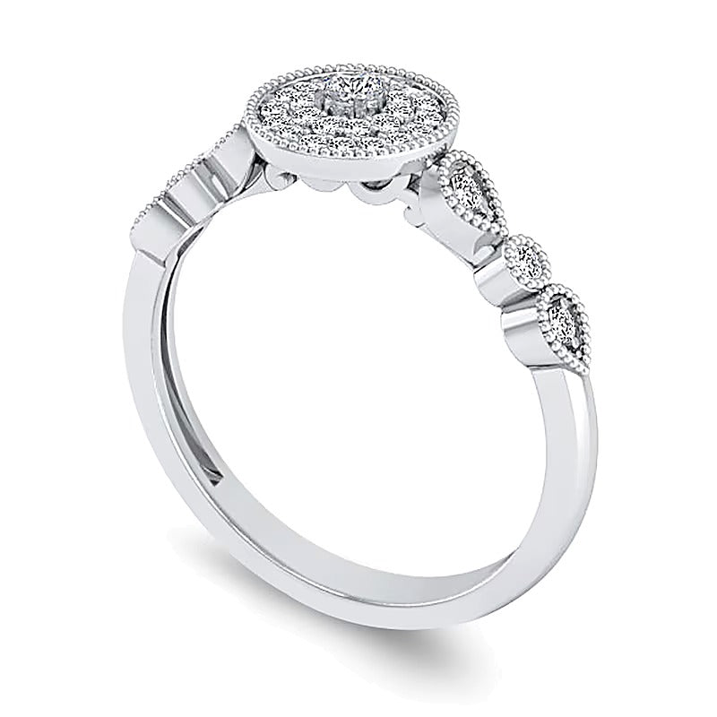 0.2 CT. Gesamtgewicht Multi-Diamant Ring im Art-déco-Vintage-Stil aus 10K Weißgold