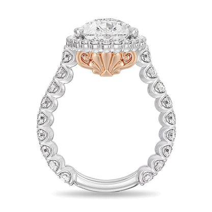 Verlobungsring Halo mit tropfenförmigem Labordiamant 6.5 ct. Gesamtgewicht in 14K Bicolor-Gold