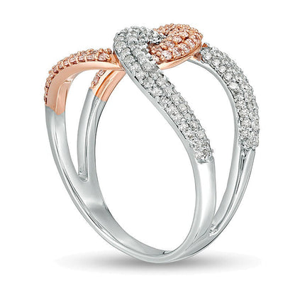 0,75 ct. Gesamtgewicht Fashion-Ring mit rosa und weißen Diamanten in 14K Gold Two-Tone