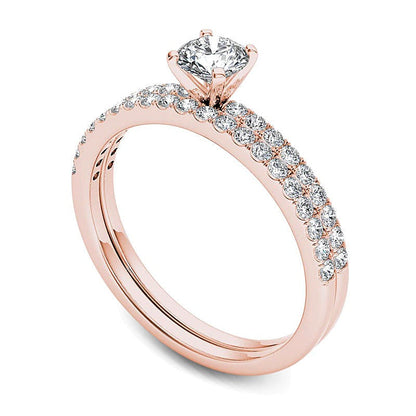 Brautset mit Diamanten 0.75 ct. Gesamtgewicht in 14K Roségold