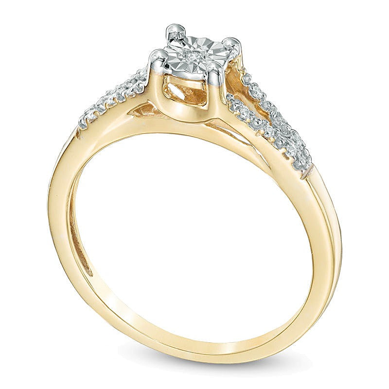 0,05 ct. Gesamtgewicht Diamant Freundschaftsring mit geteilter Schiene in 10K Gelbgold