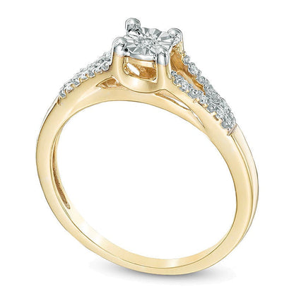 0,05 ct. Gesamtgewicht Diamant Freundschaftsring mit geteilter Schiene in 10K Gelbgold
