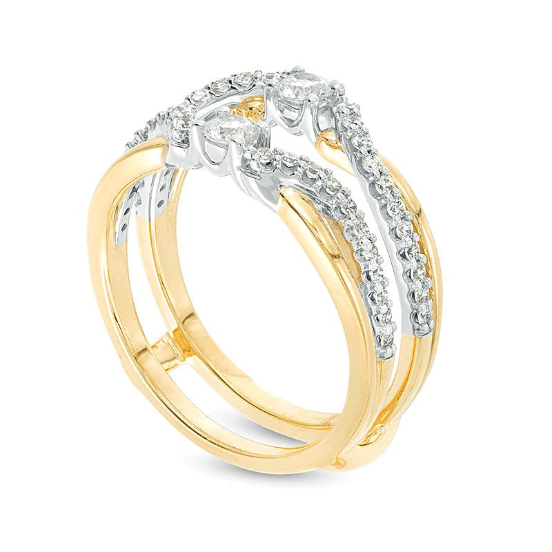 0.5 ct. Gesamtgewicht Diamant Crossover Solitär Enhancer Ring in 10K Bicolor Gold