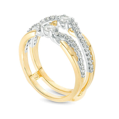 0.5 ct. Gesamtgewicht Diamant Crossover Solitär Enhancer Ring in 10K Bicolor Gold