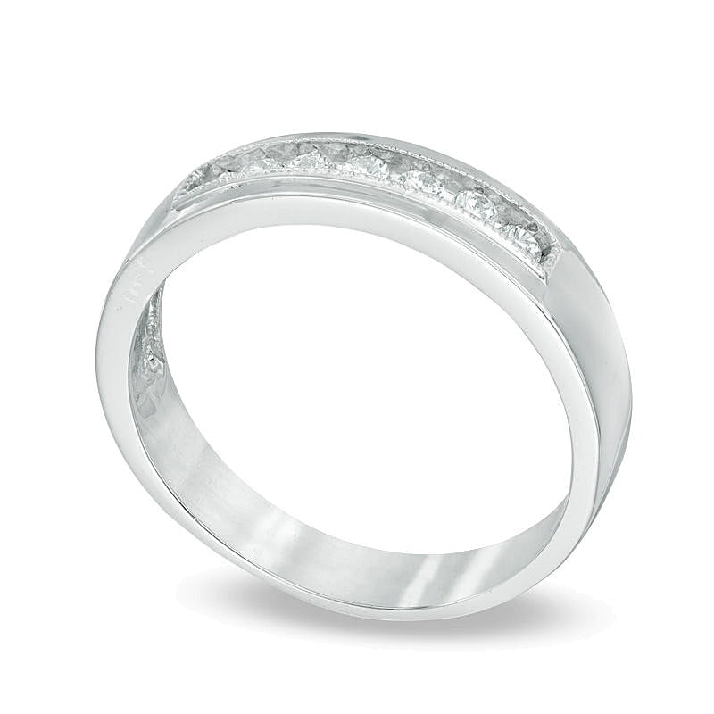 0,25 ct. Gesamtgewicht Diamant-Ehering aus rhodiniertem Sterlingsilber