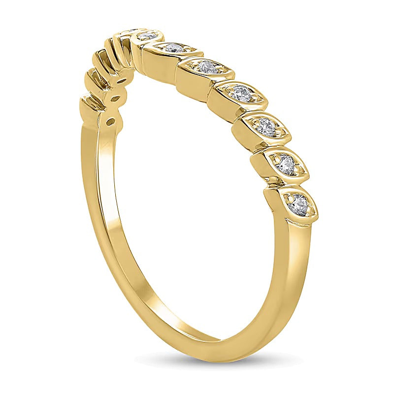 0.1 ct. Gesamtgewicht Diamant Ring mit Marquise-Rahmen und Kontur in 10K Gelbgold