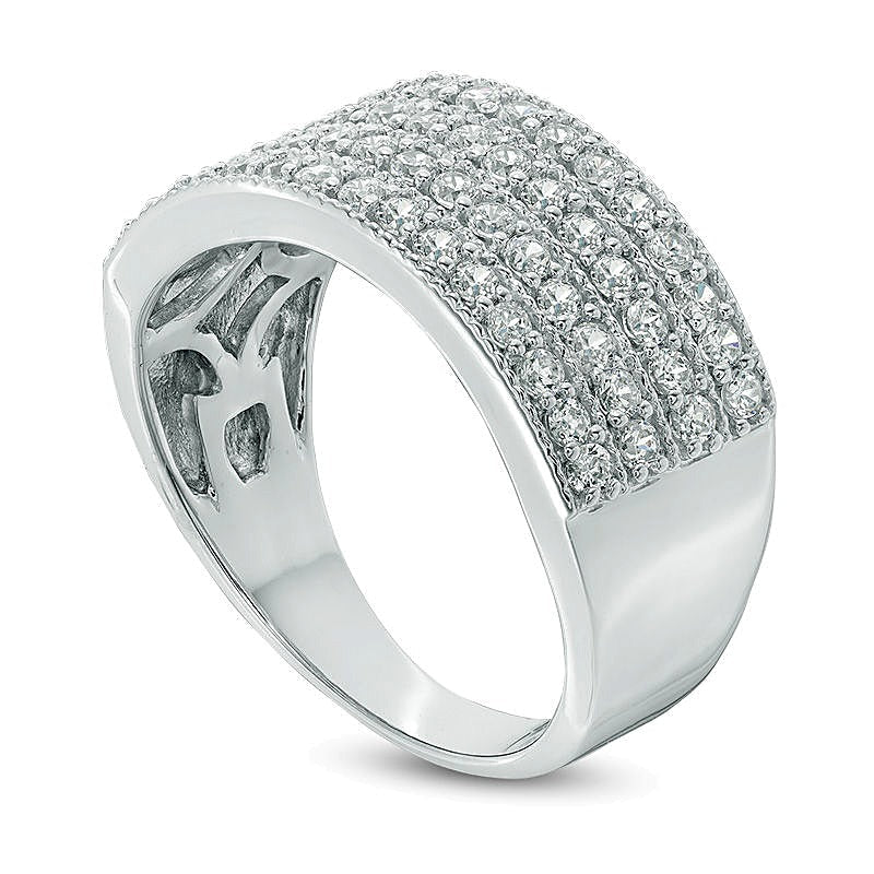 1.0 CT. Gesamtgewicht Diamant Memoire-Ring vierreihig in 10K Weißgold