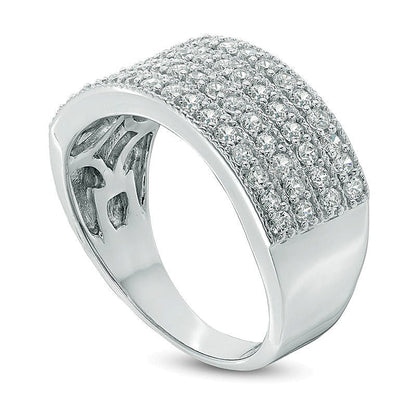 1.0 CT. Gesamtgewicht Diamant Memoire-Ring vierreihig in 10K Weißgold