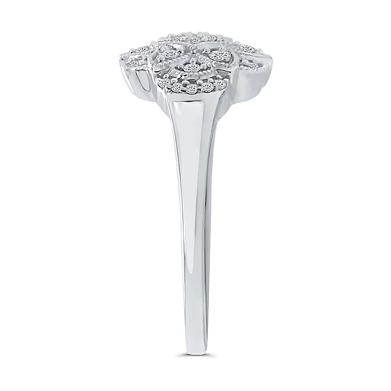 0.2 CT. Gesamtgewicht Multi-Diamant Ring im Vintage-Stil mit Blütenrahmen in 10K Weißgold