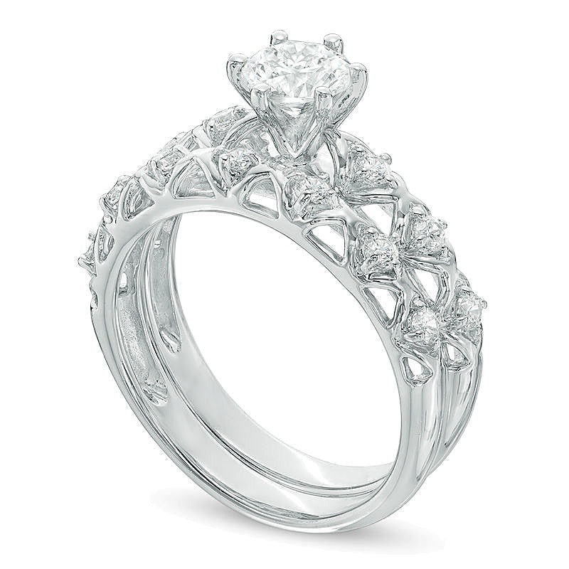 1.0 CT. Gesamtgewicht Diamant-Brautset in 10K Weißgold