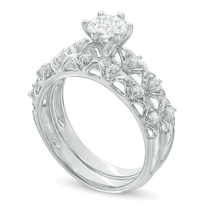 1.0 CT. Gesamtgewicht Diamant-Brautset in 10K Weißgold