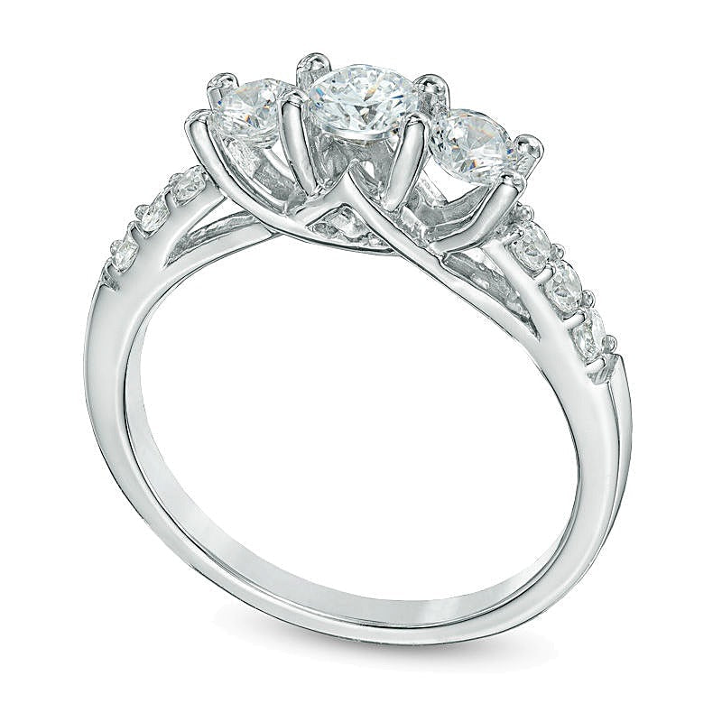 1.0 CT. TW Diamant Dreistein-Verlobungsring in 10K Weißgold