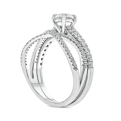 Braut-Set mit Diamanten 1.0 ct. Gesamtgewicht, rund, in 10K Weißgold