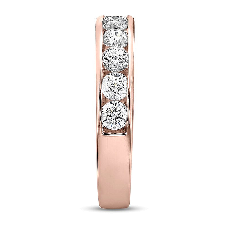 1.25 ct. Gesamtgewicht Diamant-Ring kanalgefasst mit elf Steinen in 10K Roségold (I/I2)