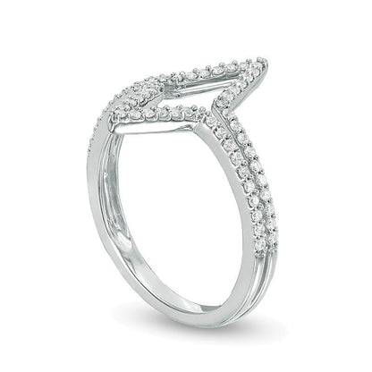 0.33 ct. Gesamtgewicht Diamant Ring mit doppeltem Dreieck und geteilter Schiene in 10K Weißgold