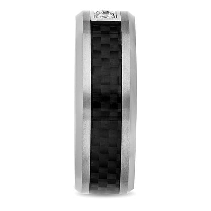 Ring mit Diamant 0,17 ct. Gesamtgewicht und schwarzem Carbon aus zweifarbigem Wolfram