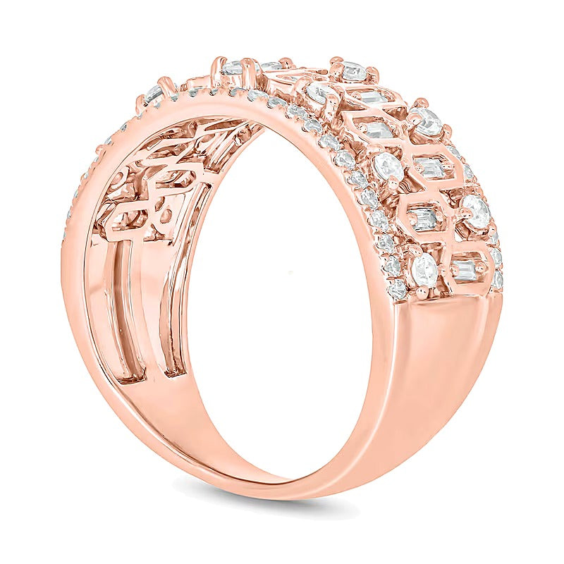 0.75 ct. Gesamtgewicht Diamant-Ring mit Hexagon-Muster in 10K Roségold