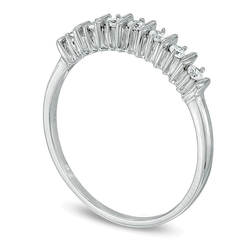 0.1 ct. Gesamtgewicht Diamant Sieben-Stein Ehering in 10K Weißgold