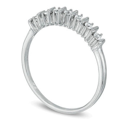 0.1 ct. Gesamtgewicht Diamant Sieben-Stein Ehering in 10K Weißgold