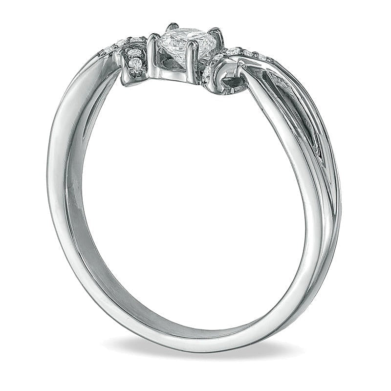 0.2 ct. Gesamtgewicht Diamant Ribbon Freundschaftsring in 10K Weißgold